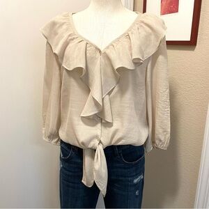 Joelle ruffle front blouse size M/L